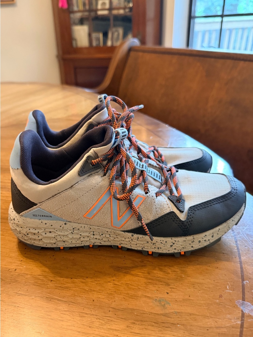 New Balance Men's Athletic Trail Shoes in Light Gray and Orange